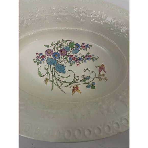 Wedgwood Wellesley Pattern Oval Serving Bowl White With Floral Design 13" - Picture 8 of 8